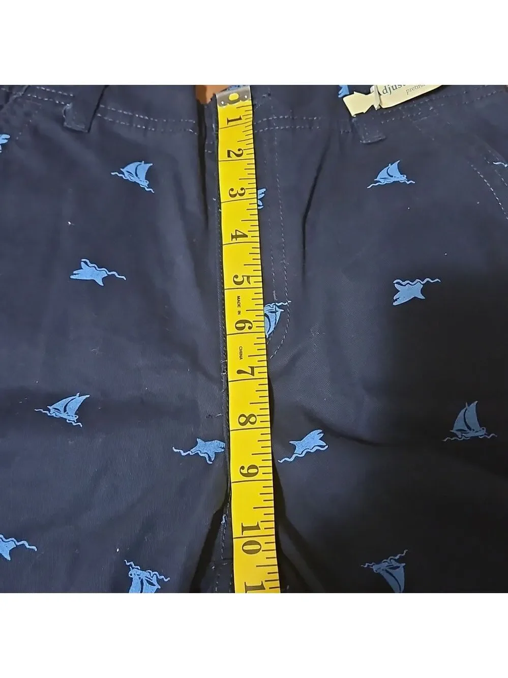 Faded Glory Boys’ Navy Blue Chino Shorts with Nautical Print  Size 12 Summer Kid